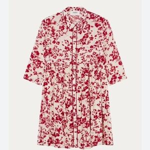 NWT Ba&sh Erine red floral metallic button up shirt L